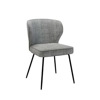 Silla tejido jaspeado gris claro, ribetes y patas negras