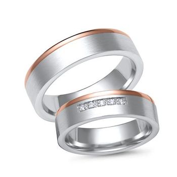 Alianzas 8 quilates oro blanco-rojo 5 diamantes