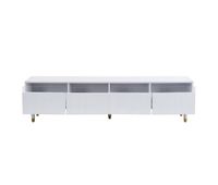 mueble tv moderno 178 cm - diseno minimalista gran capacidad 4 cajones mdf  acrilico - blanco