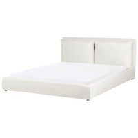 cama moderna 180 x 200 cm tapiceria de terciopelo con cabecero acolchado blanco crema bajonna