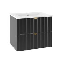 mueble lavabo individual encastrado paneles de melamina y mdf negro