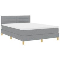 cama box spring con colchon gris claro 140 x 200 cm tela