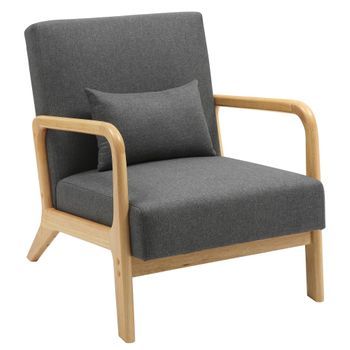 Sillón Hibbing Con Tapizado De Tela Madera Gris Oscuro 80x64x74 Cm Clp