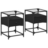 pack 2 uds mesitas de noche  mesilla de noche madera de ingenieria negro 40x30x50 cm