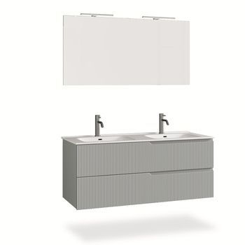 Composición Baño Lavabo Doble 5 Piezas Venere Gris Mate En Mdf
