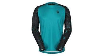 Camiseta de manga larga scott trail storm para hombre turquesa negro