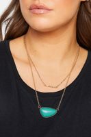 collar doble capa dorado con piedra azul