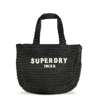 Superdry para mujer. W9110401A Bolso tote de rafia City negro (OSFA), Casual, Papel