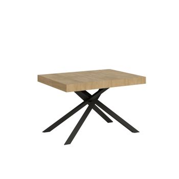 Mesa extensible 80x120/204 cm efecto madera roble natural, hierro