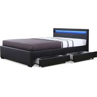 cama led nico 140  190 cm - negro
