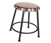 taburete rojo redondo de metal estilo industrial de 35x46h cm