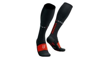 Calcetines de invierno compressport full winter socks run negro rojo