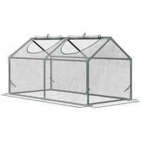 outsunny invernadero de terraza 120x60x60 cm caseta de jardin acero con 2 ventanas enrollables vivero casero para cultivos transparente   aosom espana