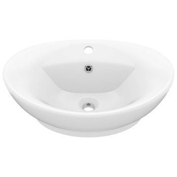 Lavabo Lujoso Con Rebosadero  Cerámica Blanco Mate 58,5x39 Cm Vidaxl
