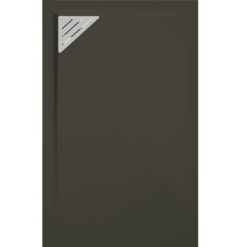 Plato De Ducha Resina Trinity Negro  80x200 Cm Rejilla Izquierda
