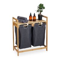 estante para cesta de ropa con 2 compartimentos - light browngrey - 94x77x345cm