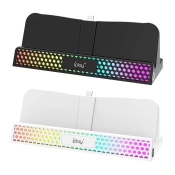 IPLAY HBP-614 para PS5 Consola de Juegos Portal Cargador de Luz RGB Soporte con Base Desmontable Conectar y Jugar
