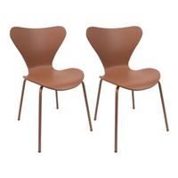 conjunto de 2 sillas en polipropileno y metal - asiento de diseno ideal para comedor y cocina - 51 x 80 x 51 cm - color marron