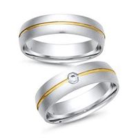 alianzas 8 quilates oro blanco amarillo con diamante