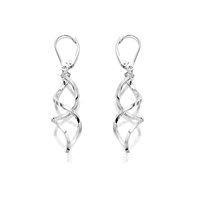9ct White Gold Spiral Drop Earrings - 50mm drop - G1427