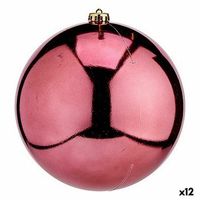 bola de navidad rosa plastico 20 x 21 x 20 cm 12 unidades