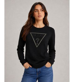 Guess para mujer. W6RR49Z2NQ2 Camiseta Sasha negro (S), Casual, Viscosa, Manga larga