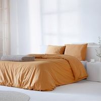 funda nordica noa 100 percal algodon 200 hilos ocre  cama 200