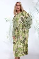 yours vestido algodon verde tropical mangas con volantes mujer curvy y tallas grandes yours