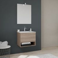 mueble de bano 60cm con cajon y compartimento abierto efecto madera  venecia