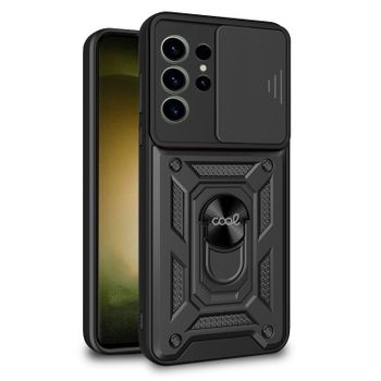 Cool Funda Hard Ring Negra para Samsung S918 Galaxy S23 Ultra