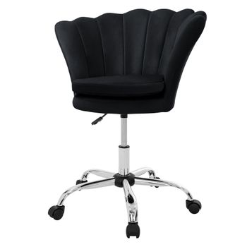 Silla de oficina terciopelo negra giratorio 360° con 5 ruedas
