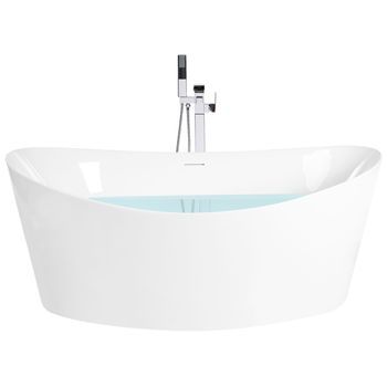 Bañera Independiente Moderna De Acrílico Ovalada Con Sistema Antidesbordamiento 1730 X 800 Mm Blanco Aduana