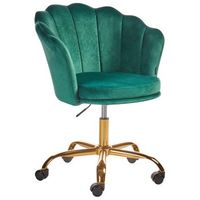 silla de oficina de terciopelo verde dorado negro giratorio base monticello ii