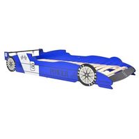 cama individual  cama con forma de coche de carreras para ninos azul 90x200 cm