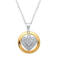 colgante corazon moderno con circonita cubica incl cadena