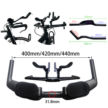 Manillares de Ciclismo de Larga Distancia BALUGOE de Fibra de Carbono para Sprint, Ironman, Triatlón y Contrarreloj, con Reposamanos Competitivos y Aumento de Altura