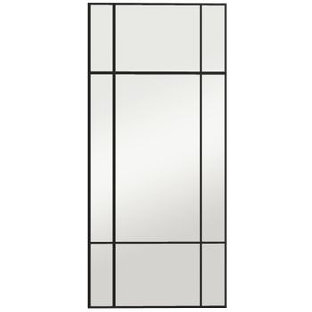 HOMCOM Espejo de Pared Estilo Ventana con Montaje Vertical y Horizontal, 110x50cm, Negro   Aosom España
