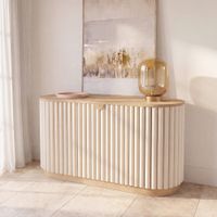 aparador de mdf y chapa de roble blanco mate 140 cm