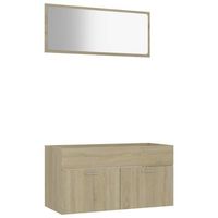 set de muebles de bano 2 pzas contrachapada color roble sonoma vidaxl