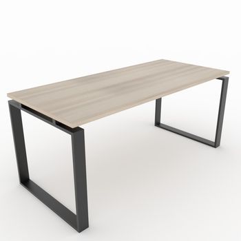 Mesa/escritorio Para Teletrabajo, Oficina Y Hogar. Estructura Cerrada Color Negro. Tablero Color Haya. Fabricado En España. (160x80cm).
