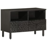 mueble de tv madera maciza de mango negro 70x33x46 cm vidaxl