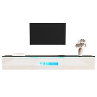 mueble para televisor mdf mesa de tv flotante 180 cm con led app 3 puertas mueble de tv blanco y negro