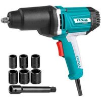 total tools - llave de impacto a cable de 550 nm  pistola neumatica electrica  carcasa de aluminio con protector de goma  incluye un adaptador y 6 llaves de vaso