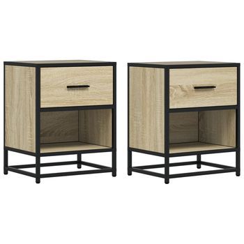Mesitas Noche 2 Uds Madera Ingeniería Roble Sonoma 40x31x50 Cm Vidaxl