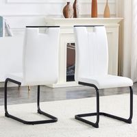 juego de 2 sillas de comedor blancas de pu respaldo ergonomico y diseno minimalista