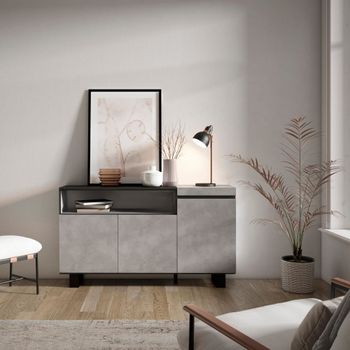 Aparador efecto madera cemento 150x35x87cm con patas