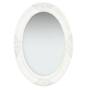Espejo De Pared，espejo De Baño Estilo Barroco Blanco 50x70 Cm Cfw303707