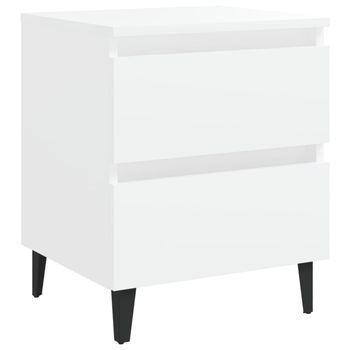 Mesita De Noche | Mesa Auxiliar | Mesilla Blanco Madera Contrachapada 40x35x50 Cm