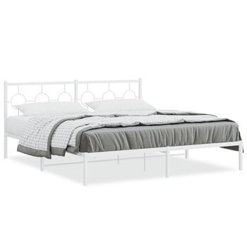Estructura Cama Sin Colchón Con Cabecero Metal Blanco 183x213cm Vidaxl