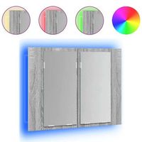 armario con espejo y led madera contrachapada gris 60x12x45 cm vidaxl